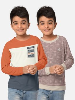 HELLCAT - Trendy Printed Multi-Colour Round Neck T-Shirts For Boys (Pack of 2)