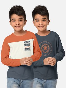 HELLCAT - Trendy Printed Multi-Colour Round Neck T-Shirts For Boys (Pack of 2)