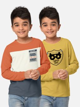 HELLCAT - Trendy Printed Multi-Colour Round Neck T-Shirts For Boys (Pack of 2)