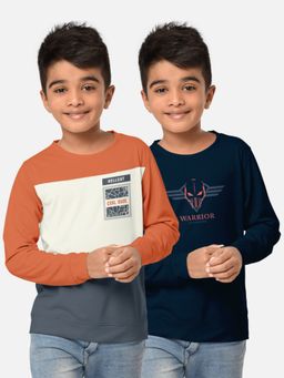 HELLCAT - Trendy Printed Multi-Colour Round Neck T-Shirts For Boys (Pack of 2)