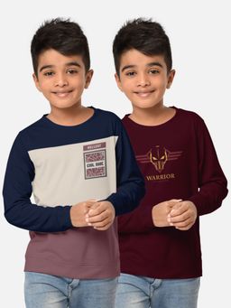 HELLCAT - Trendy Printed Multi-Colour Round Neck T-Shirts For Boys (Pack of 2)