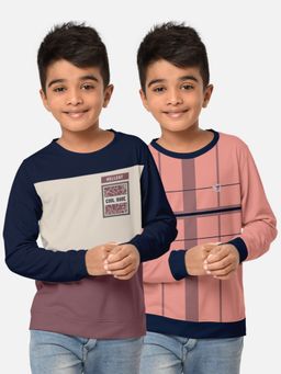 HELLCAT - Trendy Printed Multi-Colour Round Neck T-Shirts For Boys (Pack of 2)