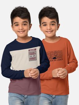 HELLCAT - Trendy Printed Multi-Colour Round Neck T-Shirts For Boys (Pack of 2)