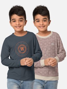 HELLCAT - Trendy Printed Multi-Colour Round Neck T-Shirts For Boys (Pack of 2)