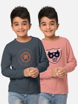 HELLCAT - Trendy Printed Multi-Colour Round Neck T-Shirts For Boys (Pack of 2)