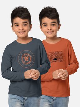 HELLCAT - Trendy Printed Multi-Colour Round Neck T-Shirts For Boys (Pack of 2)