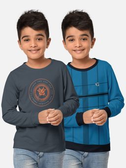 HELLCAT - Trendy Printed Multi-Colour Round Neck T-Shirts For Boys (Pack of 2)