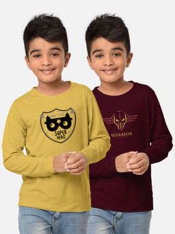 HELLCAT - Trendy Printed Multi-Colour Round Neck T-Shirts For Boys (Pack of 2)