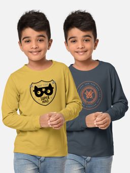 HELLCAT - Trendy Printed Multi-Colour Round Neck T-Shirts For Boys (Pack of 2)