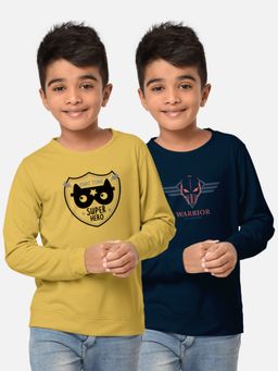 HELLCAT - Trendy Printed Multi-Colour Round Neck T-Shirts For Boys (Pack of 2)