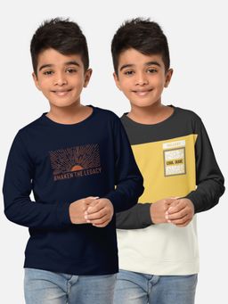 HELLCAT - Trendy Printed Multi-Colour Round Neck T-Shirts For Boys (Pack of 2)
