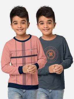 HELLCAT - Trendy Printed Multi-Colour Round Neck T-Shirts For Boys (Pack of 2)