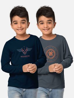 HELLCAT - Trendy Printed Multi-Colour Round Neck T-Shirts For Boys (Pack of 2)