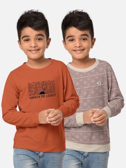 HELLCAT - Trendy Printed Multi-Colour Round Neck T-Shirts For Boys (Pack of 2)