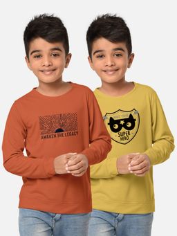 HELLCAT - Trendy Printed Multi-Colour Round Neck T-Shirts For Boys (Pack of 2)