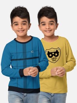 HELLCAT - Trendy Printed Multi-Colour Round Neck T-Shirts For Boys (Pack of 2)