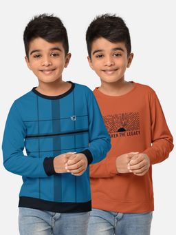 HELLCAT - Trendy Printed Multi-Colour Round Neck T-Shirts For Boys (Pack of 2)
