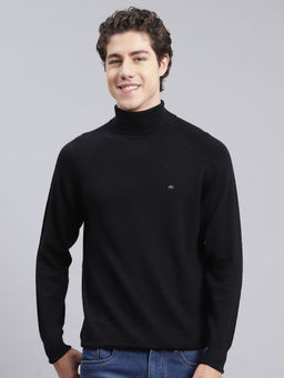 Monte Carlo - Mens Solid Black High Neck Sweater