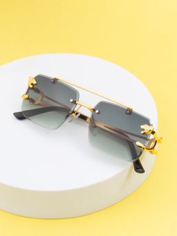 TED SMITH - Unisex Rectangle Uv Protection Green Sunglass-Jaguar 2_C4