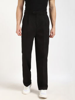 Calvin Klein - Black Relaxed-Fit Solid Mid Rise Trouser