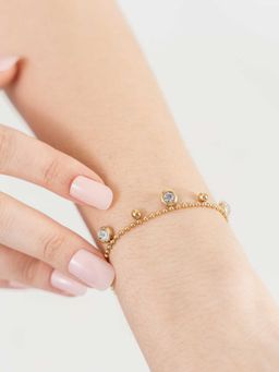 ZAISHA - 18K Gold Plated Minimal Stones Tri Crystal Bracelet