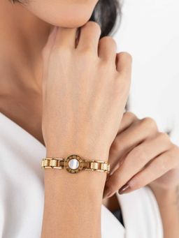 ZAISHA - 18K Gold Plated White Dializo Strap Bracelet