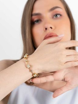 ZAISHA - 18K Gold Plated Studded Zirconia Magnetic Bracelet