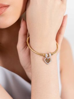 ZAISHA - 18K Gold Plated Heart Drop Charm Magnetic Bracelet