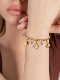 ZAISHA - 18K Gold Plated Tri Butterfly Charms Bracelet