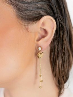 ZAISHA - 18K Gold Plated Butterfly Enamel Danglers Earrings