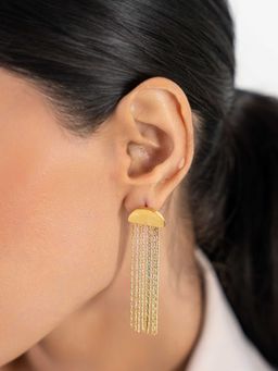 ZAISHA - 18K Gold Plated Semi Sun Tassel Drop Earrings