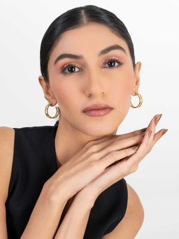 ZAISHA - 18K Gold Plated Hollow Hoops Earrings