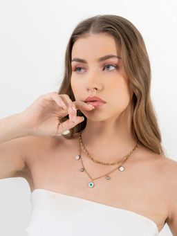ZAISHA - 18K Gold Plated Evil Eye Charm Multi-Layer Necklace