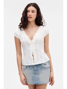 BDG by Urban Outfitters - Ria Ruffle Top - White