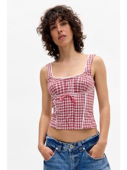 BDG by Urban Outfitters - Check Lena Cop Top - Red
