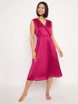 Clovia - Women Pink Solid Nighty