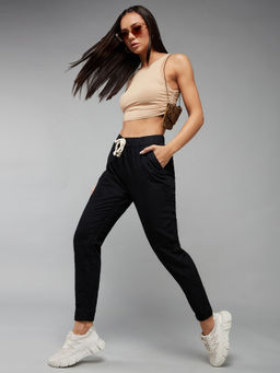 DOLCE CRUDO - Black Regular Length Mid Rise Clean Look Regular Fit Denim Joggers