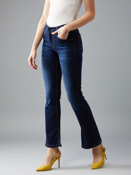 DOLCE CRUDO - Blue Bootcut Mid Rise Regular Length Denim Stretchable Jeans