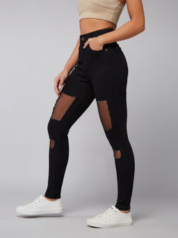 DOLCE CRUDO - Women Black Slim Fit Skinny High Rise Stretchable Jeans