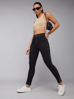 DOLCE CRUDO - Women Black Skinny Fit Skinny High Rise Stretchable Jeans