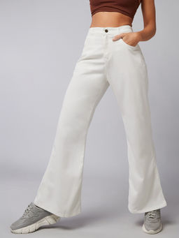 DOLCE CRUDO - Women White Bootcut Fit Boot Cut High Rise Stretchable Jeans