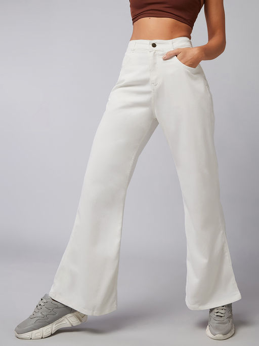 Buy DOLCE CRUDO Women White Bootcut Fit Boot Cut High Rise