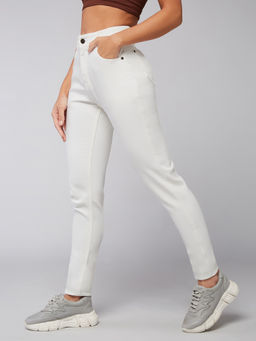 DOLCE CRUDO - Womens White Skinny Mid Rise Clean Look Bleached Stretchable Jeans