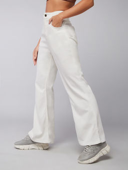 DOLCE CRUDO - Womens White Bootcut High Rise Clean Look Regular Stretchable Jeans