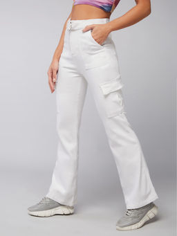 DOLCE CRUDO - Womens White Wide Leg High Rise Clean Look Regular Denim Jeans