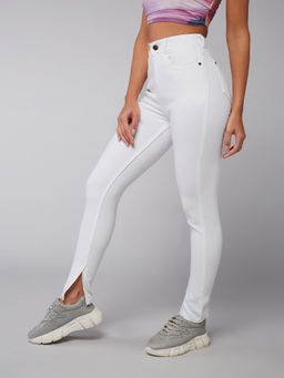 DOLCE CRUDO - Women's White Skinny Mid Rise Length Denim Jeans