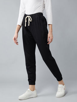 DOLCE CRUDO - Womens Black Mid Rise Denim Joggers