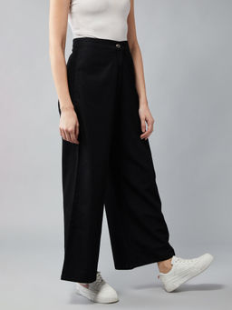 DOLCE CRUDO - Womens Black Wide-Leg High Rise Denim Pant