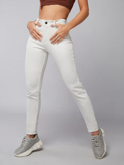 DOLCE CRUDO - Women White Skinny Regular Stretchable Denim Jeans