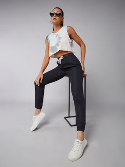 DOLCE CRUDO - Women's Black Regular Mid Rise Clean Look Regular Fit Denim Joggers